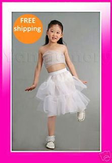   Children Kid Hoopless Multi Layered Petticoat Underskirt Slip Skirt
