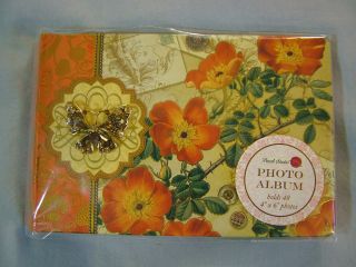Punch Studio Butterfly Jewel Floral Small Photo Album Holds 48 Photos