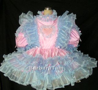 bbt adult sissy taffeta ruffles dress pink l blue from