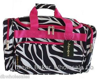zebra animal duffle gym tote carryon bag pink trim