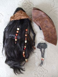   Jack Sparrow Pirate Wig with Beads and Bandana, Hat and Moustache