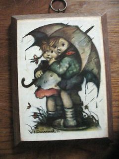   PICTURE PLAQUE RAINY STORMY WEATHER PRINT WOOD WALL HANGING PLAQUE