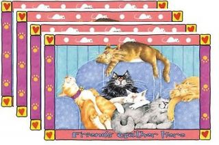 Cat Design Placemats Friends Gather Here Reversible Washable 