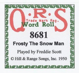 reissue piano roll qrs 8681 frosty the snow man time