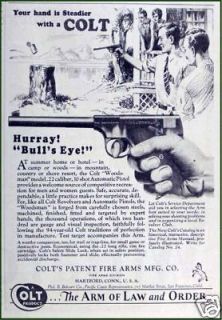 1931 colt firearms cal 22 pistol bulls eye ad time