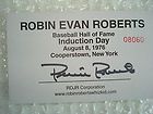Robin Roberts Signed Hall Of Fame Induction Day Card Cooperstown NY 