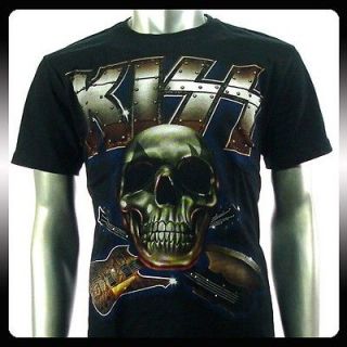 Kiss Punk Rock n Roll Music Band Retro T shirt Sz L Punk Men Biker 