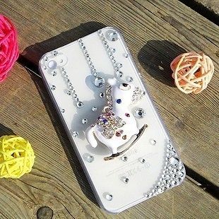   iphone 4 4S 4G Handmade Crystal Bling Cute Rocking Horse White Case
