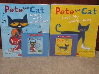 Pete the Cat: 2 Brand New Paperback Books and 2 Brand New Audiobooks 