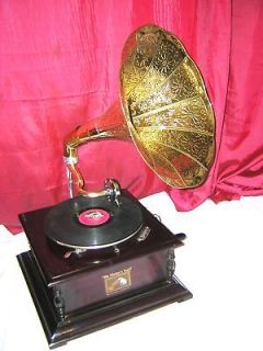antique gramophone phonograph brass horn from india 