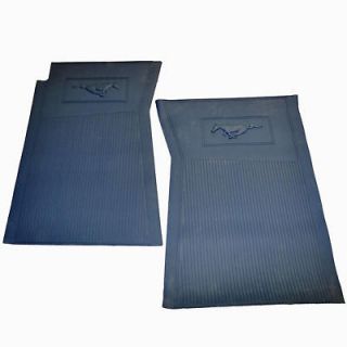 1965 73 Mustang 4pc Rubber Floor Mats BLUE w/ Pony Logo (Fits: Mustang 