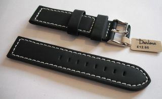   leather watch strap. 5mm thick yet supple, lined, rubber coated