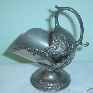 Silver Plate Sugar Scuttle Decorated Raised Relief of Roses 16x15 