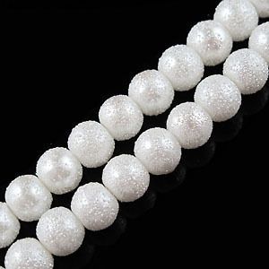 White Pearl Wrinkle Glass Spacer Bead 4mm,6mm,8mm,10​mm,12mm
