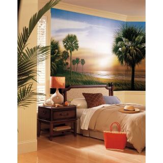 New XL PALM TREES WALLPAPER MURAL Sunset Scene Wall Murals Tropical 