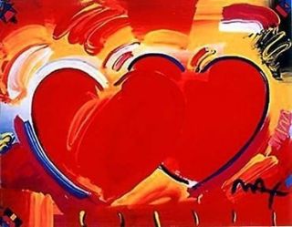 peter max double heart matted time left $ 32 00