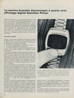 1970 Hamilton Watch Company Pulsar Vintage 1970 Swiss Magazine Article 