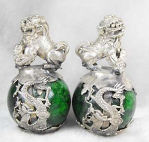 Newly listed Rare Pair Jade Inlay Dragon Phoenix Foo Fu Dog