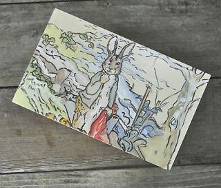 Wooden Hand Painted Beatrix Potter Peter Rabbit Jewelry Box Trinket 