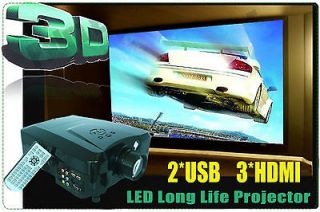 NEW PROJECTOR HOME THEATER 3HDMI HD VGA AV 2USB YPrPb LED LIGHT PS3 