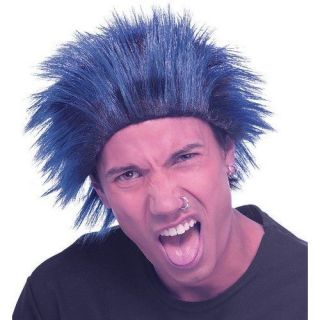 blue club dude wig punk spiked halloween costume 