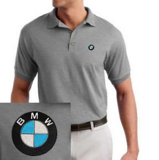 bmw embroidered car logo sport gray polo shirt new