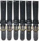 WHOLESAL LOT OF 6PCS,WATCH BANDS PADDED BLACK GENUINE 