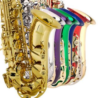  Sax Saxophone +Tuner+Case+Ex​tra Reeds ~Gold Silver Blue Red Purple