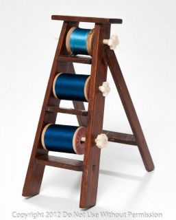   Wooden/Treen Vintage Sewing Cotton Reel Holder In Stepladder Form