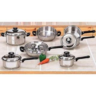 Professional 17pc T304 Stainless Steel Waterless Cookware Set Pots 