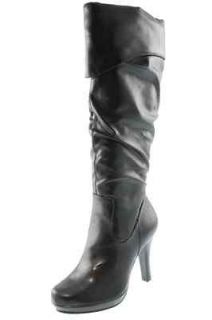 Rampage NEW Bronx Black Fold Over Over The Knee Boots Platforms Heels 