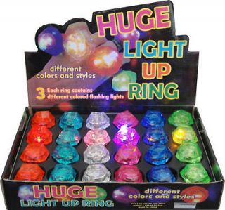 24 New Light Up Huge Rings Blinking Colors Differant Shapes Hot Hot 