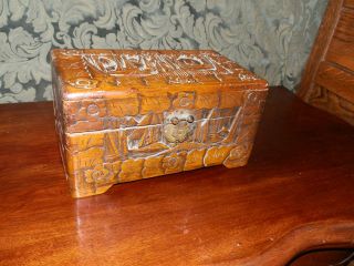   SMALL ANTIQUE HAND CARVED CAMPHOR CHEST GREAT LETTER/DOCUMEN​T BOX