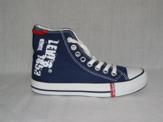 New Levis Hi Top Solid Navy Blue Canvas Shoes for Women, Size   7