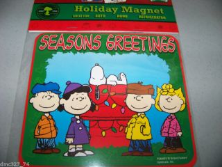 christmas peanuts snoopy jumbo magnet seasons greetings 