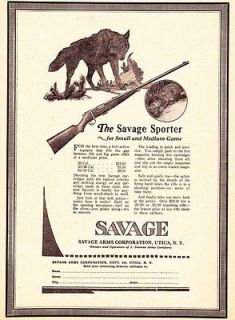 1926 Vintage ad Savage Arms Co The Savage Bolt Action Rifle Sporter 