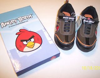 NEW Tennis Shoes ANGRY BIRDS Boys Light up Shoe Gift Sz 12 BrownVelcro