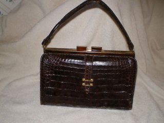 rosenfeld alligator purse chocolate color vintage 1960s