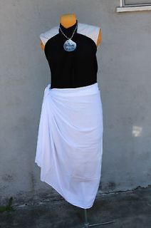 Solid white pareo, sarong, Tahitian Dance costume, 100% rayon,