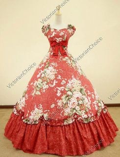 Southern Belle Civil War Cotton Floral Print Gown Dress Reenactment 