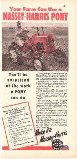 massey harris pony tractor vintage ad 1949 