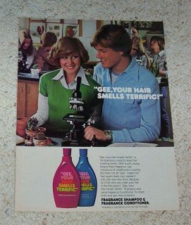 1978 ad page   GEE Your Hair Smells Terrific microscope CUTE GIRL 
