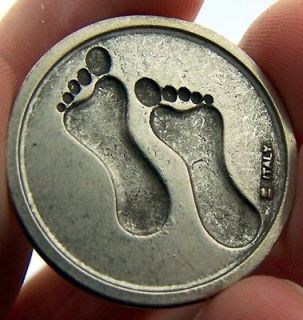 Catholic Medal Charm Prayer Pocket Token Footprints Of The Lord 