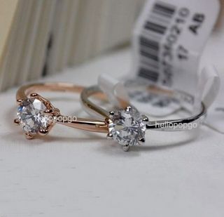 18K White gold/RoseGold GP Swarovski Crystal Engagement Ring 2 Colors 