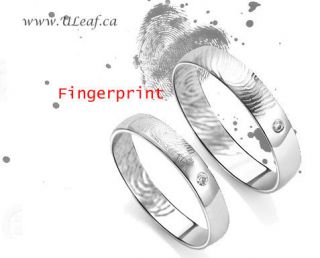 S925 Sterling Silver Love Couples Ring Set/ Fingerprint/18k GP/Swiss 