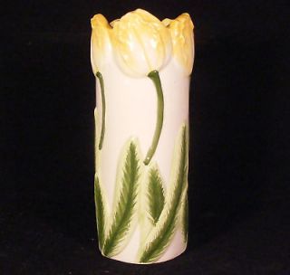 Seymour Mann TULIP TIME Figural Vase Hand Paint Yellow Embossed 
