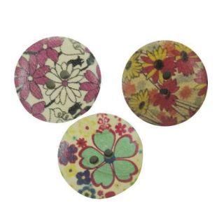 23mm Wood Paint Sewing Cloth Button Charms 100PCS 