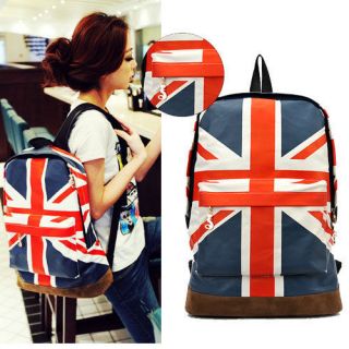 Fashion Girl Women Canvas UK England Flag BackPack Shoulder Handbag 