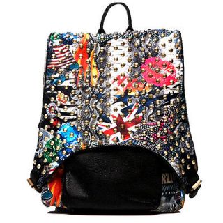 studs bag studded spike spiked backpacks bookbags punk bag new Black