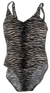 Shapemaker V neck tiger stripe 1 pc tank swimsuit 32 B   NWT $94